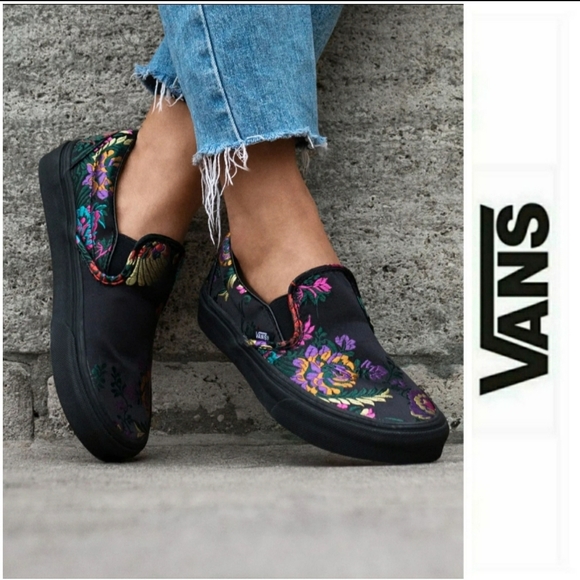 Vans Shoes - Stylish Embroidered Satin Slip-On VANS